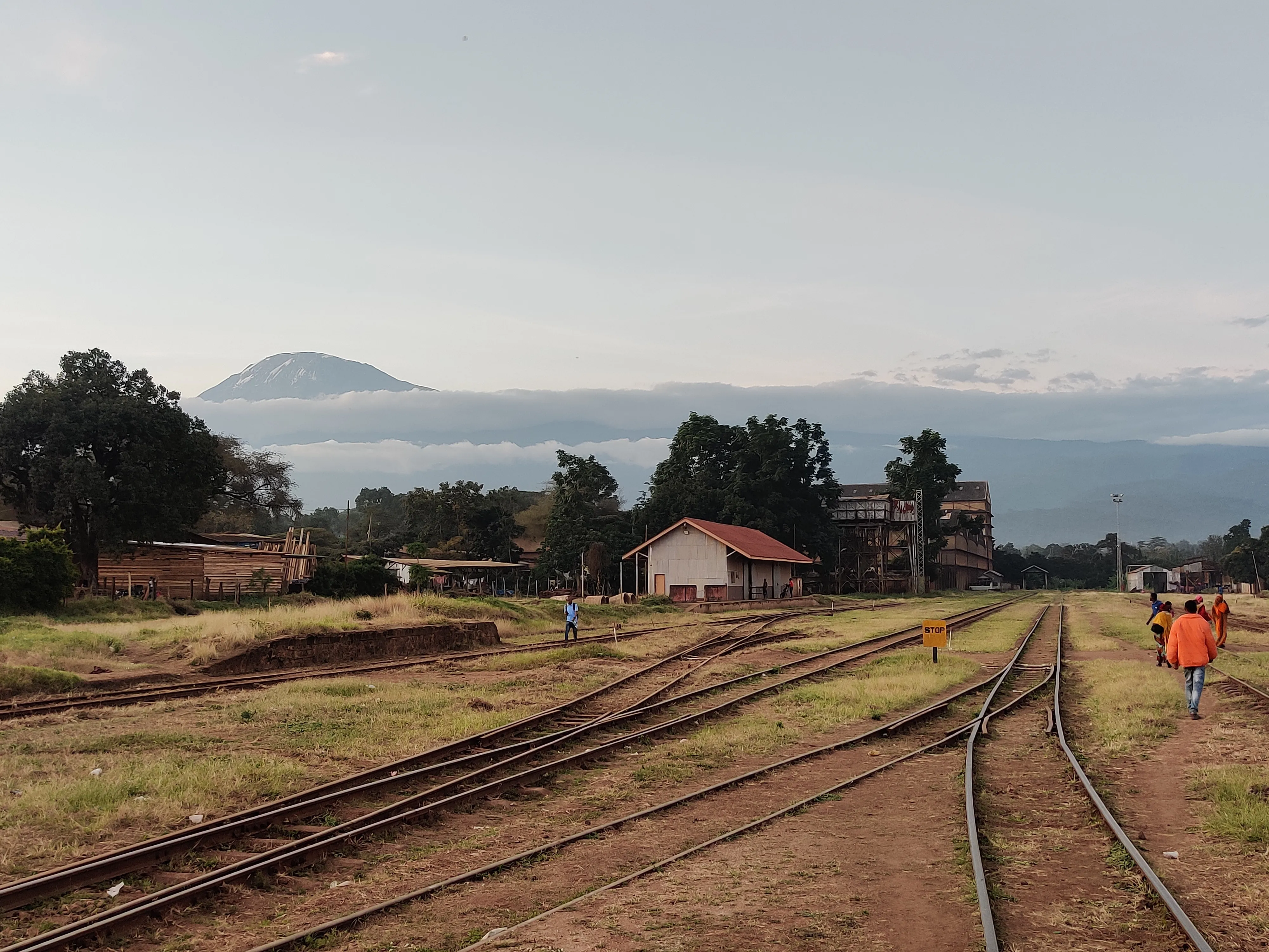 Moshi Trainstation with Mount Kilimanjaro in the Background